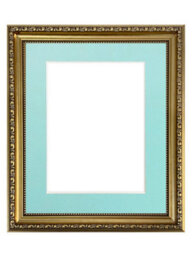 Frames By Post Shabby Chic Gold Frame With Blue Mount For Image Size 4 X 3 Inch