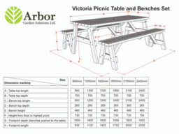 Arbor Garden Solutions Victoria Wooden Picnic Bench And Table Set, Rounded Outdoor Dining Set (5Ft, Natural Finish) - thumbnail 5