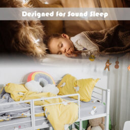 Costway Loft Bed Single Size Kids Bed Frame W/ Safety Guardrails Ladder & Slide - thumbnail 5