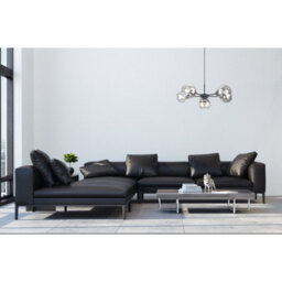 Luminosa Lighting Luminosa Kaliope Multi Arm Pendant Ceiling Light Black Transparent Glass Shade 6X E27 - thumbnail 2