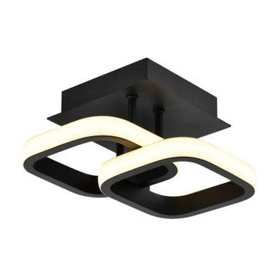 Happy Homewares Contemporary Compact Double Head 19W Led Ceiling Light Fitting In Matt Black - image 1
