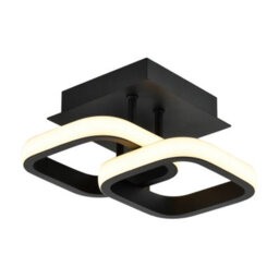 Happy Homewares Contemporary Compact Double Head 19W Led Ceiling Light Fitting In Matt Black - thumbnail 1