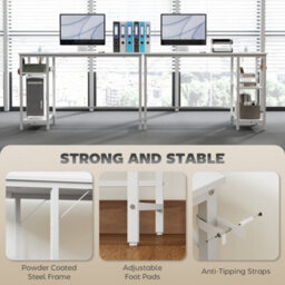 Homcom 120 X 60 Cm Home Office Desk Reversible Study Table For Bedroom White - thumbnail 7