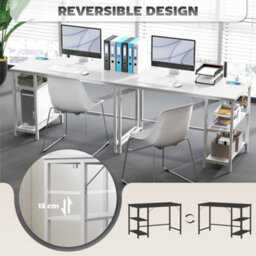 Homcom 120 X 60 Cm Home Office Desk Reversible Study Table For Bedroom White - thumbnail 5