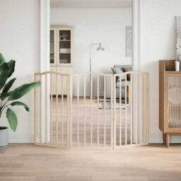 Walplus Brown Dog Gate Foldable 3 Panels 150 Cm Poplar Wood Pet Barrier - thumbnail 3