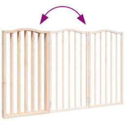 Walplus Brown Dog Gate Foldable 3 Panels 150 Cm Poplar Wood Pet Barrier - thumbnail 7