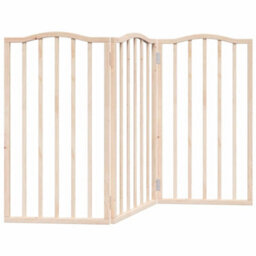 Walplus Brown Dog Gate Foldable 3 Panels 150 Cm Poplar Wood Pet Barrier - thumbnail 2