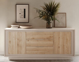 FurniComp LTD Furnicomp Berlin 2 Door 3 Drawer 180Cm Cashmere And Cadiz Oak Sideboard - thumbnail 4