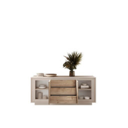 FurniComp LTD Furnicomp Berlin 2 Door 3 Drawer 180Cm Cashmere And Cadiz Oak Sideboard - thumbnail 3