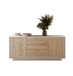 FurniComp LTD Furnicomp Berlin 2 Door 3 Drawer 180Cm Cashmere And Cadiz Oak Sideboard - thumbnail 2