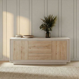 FurniComp LTD Furnicomp Berlin 2 Door 3 Drawer 180Cm Cashmere And Cadiz Oak Sideboard - thumbnail 1