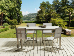 Beliani Garden Dining Set 4 Seater Cosoleto Tempered Glass White - thumbnail 2