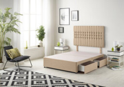 Somnior Beds Somnior Galaxy Plush Beige Divan Bed Base With 4 Drawers And Headboard - Small Double - thumbnail 1