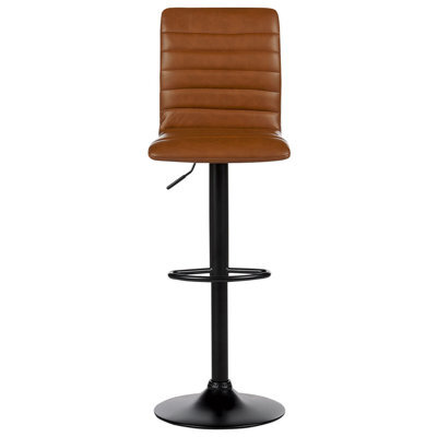 Wyld And Coco Golden Brown Faux Leather Bar Chairs Set Of 2 - Counter Height Swivel Stools With Footrest - image 1