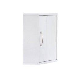 Salcombe White Wooden Bathroom Corner Cabinet, Wall-Mounted Storage Cupboard - thumbnail 3