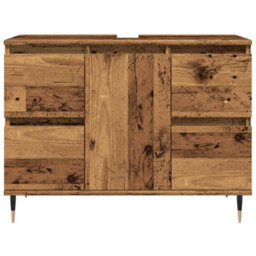 Berkfield Industrial Bathroom Cabinet Old Wood 80X33X60 Cm Engineered Wood - thumbnail 4
