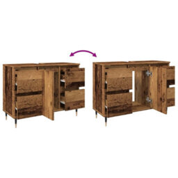 Berkfield Industrial Bathroom Cabinet Old Wood 80X33X60 Cm Engineered Wood - thumbnail 9