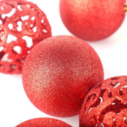 6 Pack 8Cm Red Christmas Tree Baubles Glitter & Filigree Mix Ornaments For Holiday Decoration - thumbnail 3