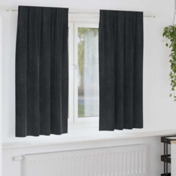 Berkfield Blackout Curtains With Top Tape 2 Pcs Black Velvet - thumbnail 1