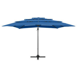 Berkfield Harmful 4-Tier Parasol With Aluminium Pole Azure Blue 250X250 Cm - thumbnail 3