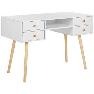 Beliani Home Office Desk Levin White 110 Cm 55 Cm With Drawers - image 1