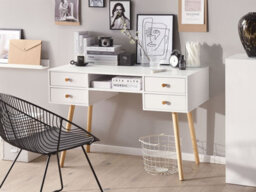 Beliani Home Office Desk Levin White 110 Cm 55 Cm With Drawers - thumbnail 2