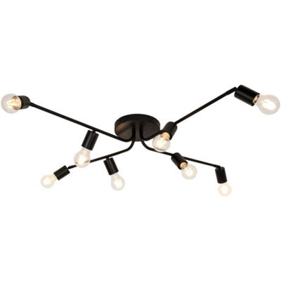 GoodHome Ghlin Spiral Matt Metal Black 8 Lamp Ceiling Light - image 1