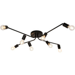 GoodHome Ghlin Spiral Matt Metal Black 8 Lamp Ceiling Light - thumbnail 1