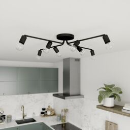 GoodHome Ghlin Spiral Matt Metal Black 8 Lamp Ceiling Light - thumbnail 4