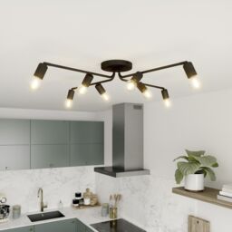 GoodHome Ghlin Spiral Matt Metal Black 8 Lamp Ceiling Light - thumbnail 2