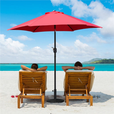 Yaheetech Red 2.3M Tiltable Garden Parasol Outdoor Canopy Sun Shade Patio Market Umbrella With Crank - image 1