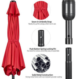 Yaheetech Red 2.3M Tiltable Garden Parasol Outdoor Canopy Sun Shade Patio Market Umbrella With Crank - thumbnail 5