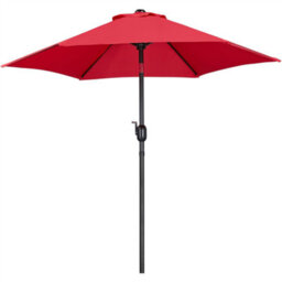 Yaheetech Red 2.3M Tiltable Garden Parasol Outdoor Canopy Sun Shade Patio Market Umbrella With Crank - thumbnail 2