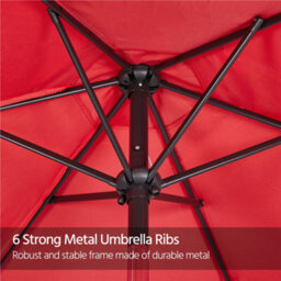 Yaheetech Red 2.3M Tiltable Garden Parasol Outdoor Canopy Sun Shade Patio Market Umbrella With Crank - thumbnail 9