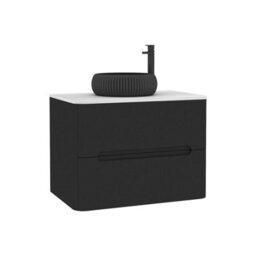 Royal Bathrooms Venice 700mm Matt Nocturne Black Wall Mounted Bathroom Countertop Vanity Unit 2 Drawer With Milan Black Basin - thumbnail 7