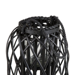 Beliani Nordic Boho Willow Lantern Black 40Cm - Indoor And Sheltered Outdoor Candle Holder - thumbnail 4