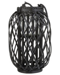 Beliani Nordic Boho Willow Lantern Black 40Cm - Indoor And Sheltered Outdoor Candle Holder - thumbnail 1