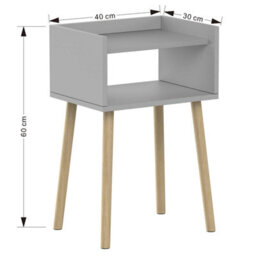 Taylor & Brown Grey Bedside Table Nightstand, Open Shelf Side Table With Storage, Tall End Table For Bedroom, Kids & Living Room - thumbnail 7