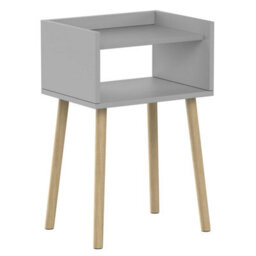 Taylor & Brown Grey Bedside Table Nightstand, Open Shelf Side Table With Storage, Tall End Table For Bedroom, Kids & Living Room - thumbnail 5