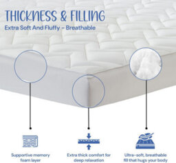 Belofay Fitted King Mattress Topper With Dual Filling Of  Memory Foam Topper, 100% Cotton Top & 4000Gsm Polyester - thumbnail 2