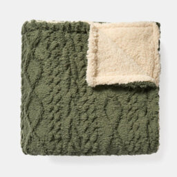Ohs Cable Knit Ultra Soft Sherpa Fleece Throw Reversible Bed Blanket - thumbnail 1