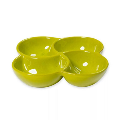 Verano Spanish Ceramics Selena 4 Past Section Snack Dish Glazed Hand Dipped Kitchen Dining Dishware 25Cm (D) Lime Green - image 1