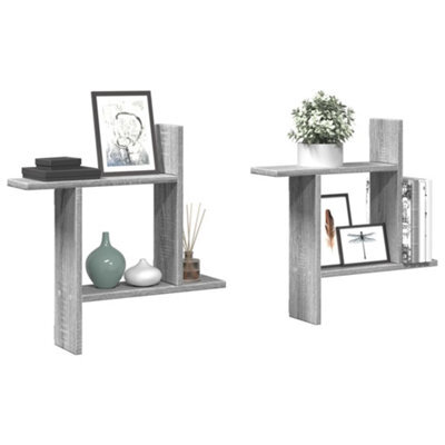 Walplus Wall Shelves 2 Pcs Grey Sonoma 50X12X50 Cm Engineered Wood - image 1