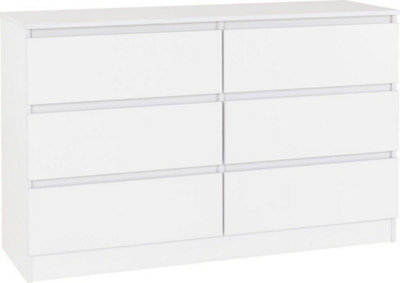Seconique Malvern 6 Drawer Chest White Recessed Handles - image 1