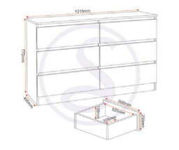Seconique Malvern 6 Drawer Chest White Recessed Handles - thumbnail 8