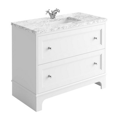 Plum&clay Beckett White Floor Standing Traditional Bathroom Vanity Unit & Basin (W)1000mm (H)850mm - image 1