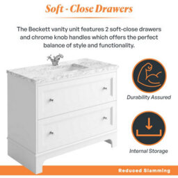 Plum&clay Beckett White Floor Standing Traditional Bathroom Vanity Unit & Basin (W)1000mm (H)850mm - thumbnail 5