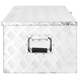 Berkfield Durable Storage Box Silver 90X47X33.5 Cm Aluminium - thumbnail 4