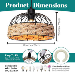 Giggi Large Metal & Jute Rope Light Shade, Retro Black - thumbnail 3