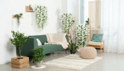 4 Pcs Artificial Hanging Basket Plants Silk Flower Vine Home Outdoor Decor - thumbnail 3